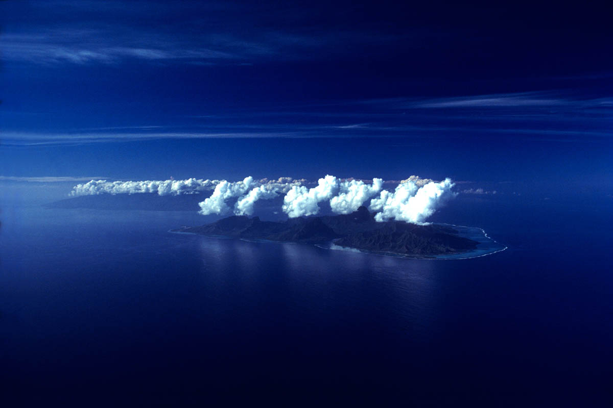 Moorea and Tahiti from 8000 ft.