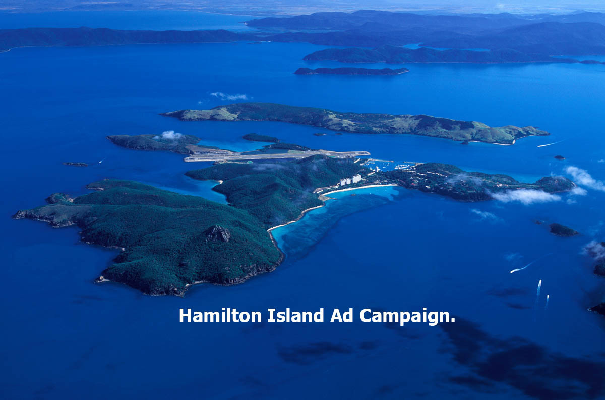 Aerial of Hamilton Island for press and brochure advertising